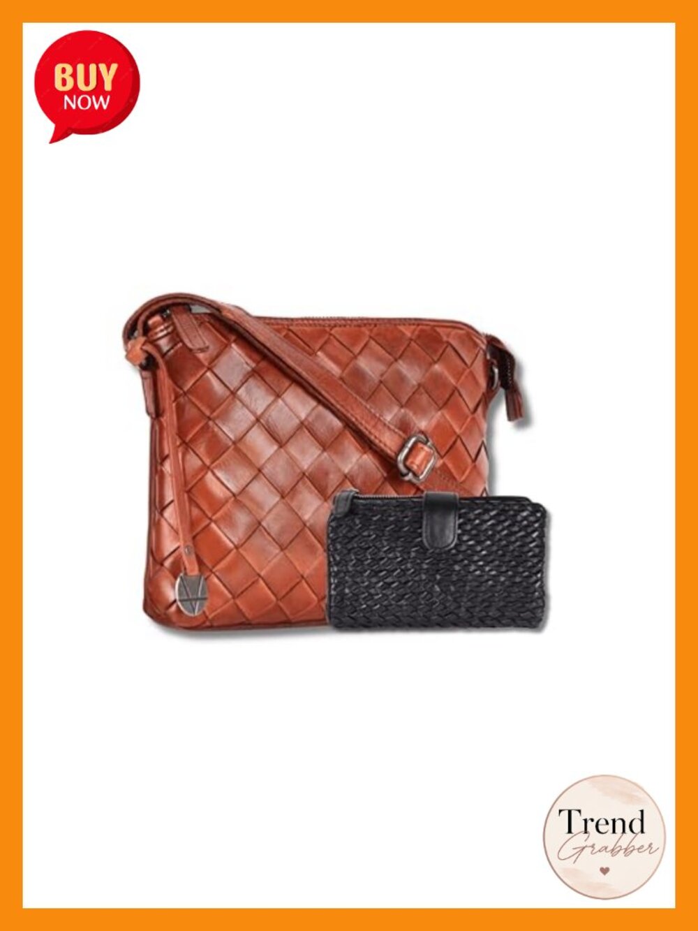 Genuine Leather Crossbody Bag & Wallet Set for Women Zipper Coin Purse